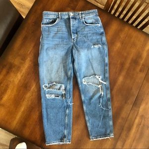 Free People High Rise Distressed Blue Jeans